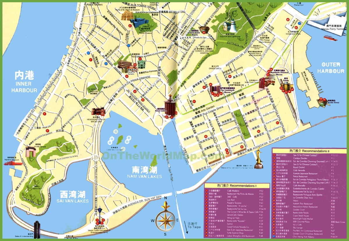 puntos turísticos en Macau mapa