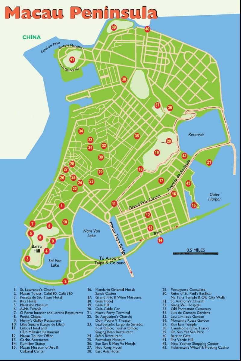 Macau puntos turísticos mapa