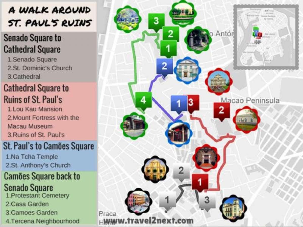 Macau camiñando mapa