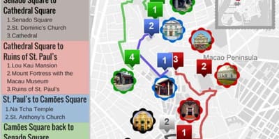 Macau camiñando mapa